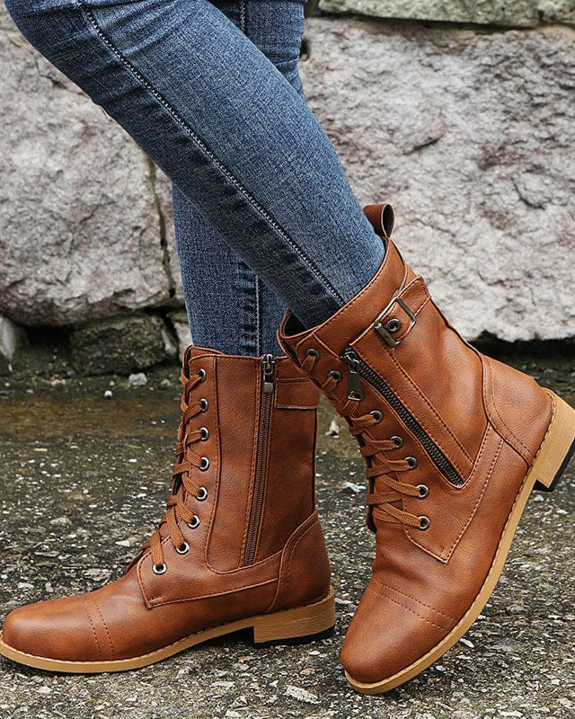 Bottes orthopédiques à bout rond et fermeture éclair latérale pour femmes - My Store