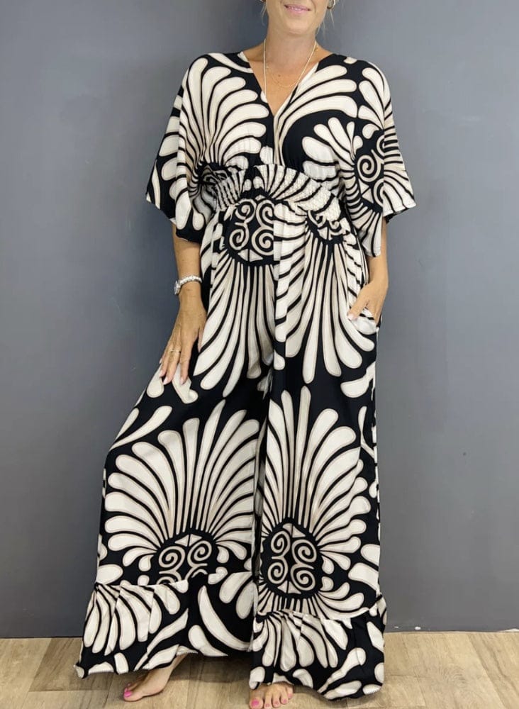 Combinaison taille haute avec col en V