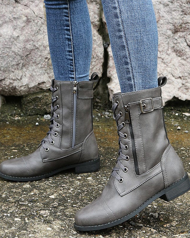 Bottes orthopédiques à bout rond et fermeture éclair latérale pour femmes - My Store