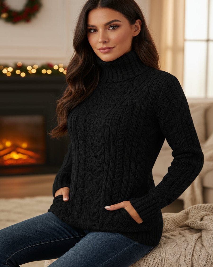 Pull à col montant et coupe ajustée pour femme 