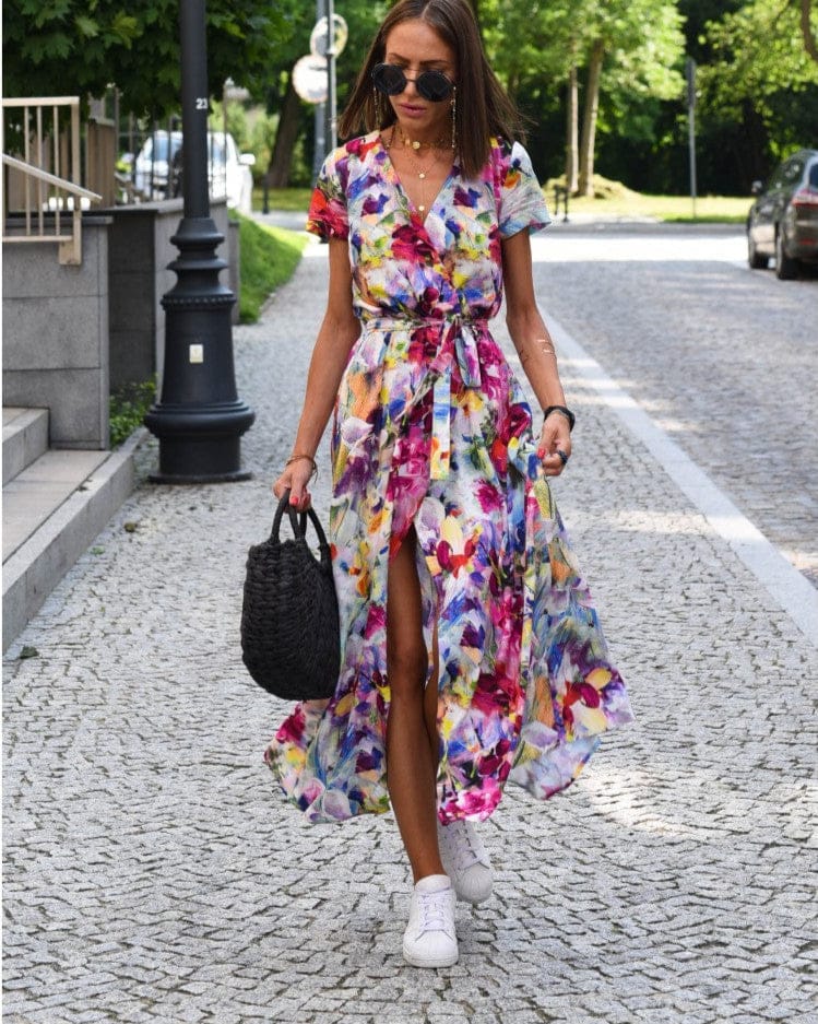 Robe imprimée à manches courtes