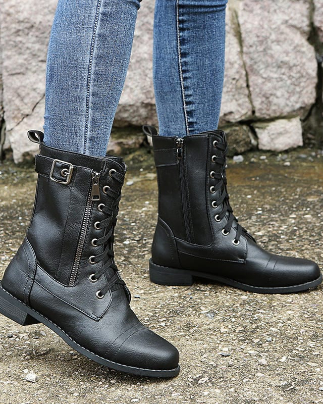 Bottes orthopédiques à bout rond et fermeture éclair latérale pour femmes - My Store