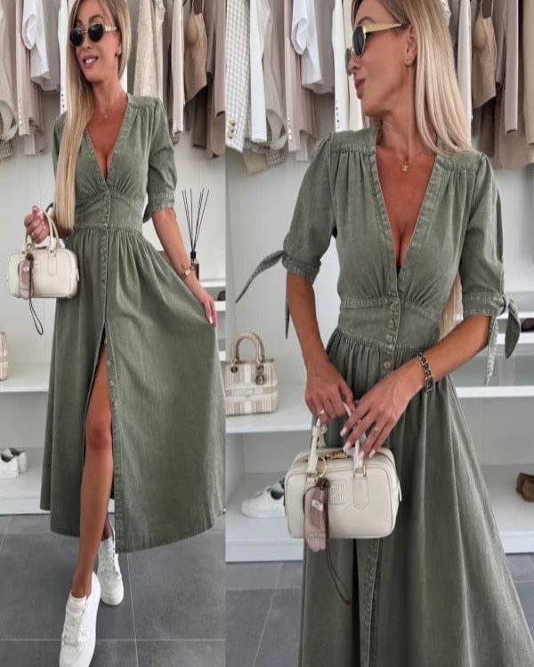 Robe en jean à manches courtes