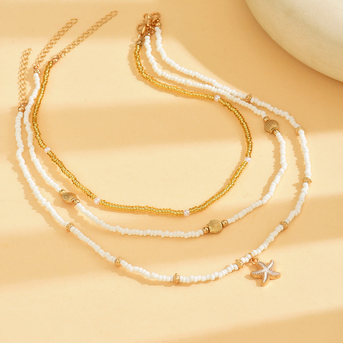 Summer Versatile Starfish Shell Bead Necklace 3 Suit