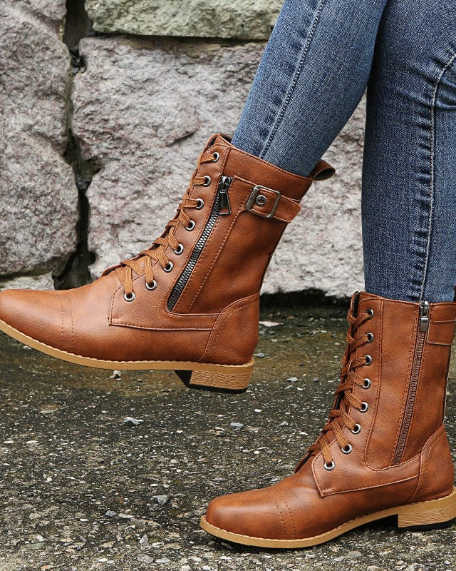 Bottes orthopédiques à bout rond et fermeture éclair latérale pour femmes - My Store