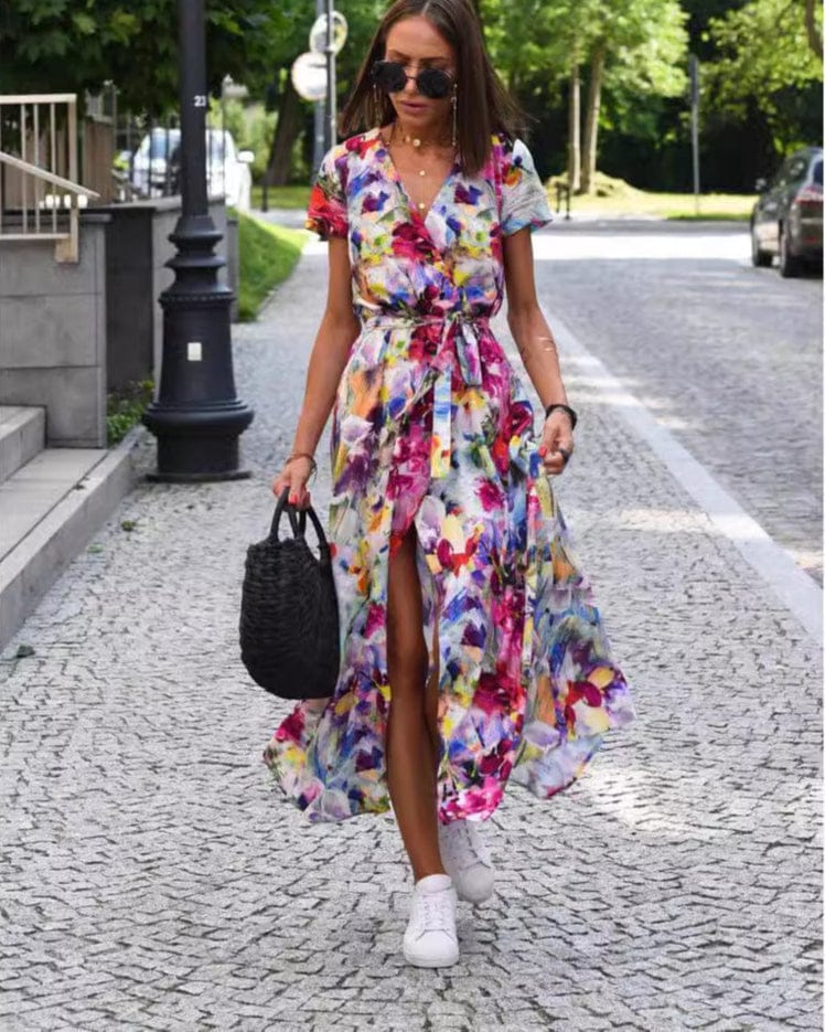 Robe imprimée à manches courtes