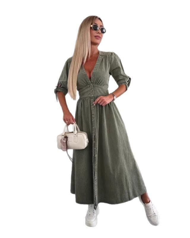 Robe en jean à manches courtes