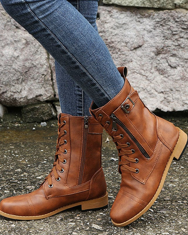 Bottes orthopédiques à bout rond et fermeture éclair latérale pour femmes - My Store