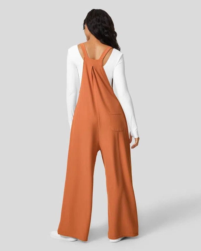 Combinaison à jambes larges avec bretelles 