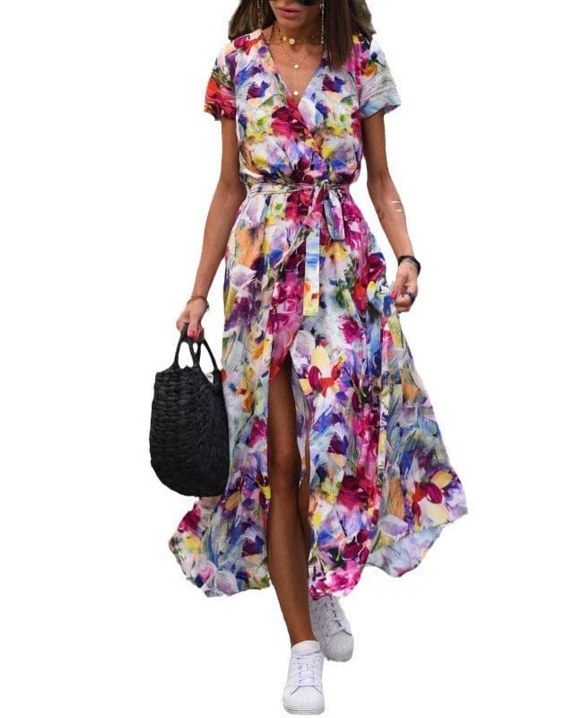 Robe imprimée à manches courtes