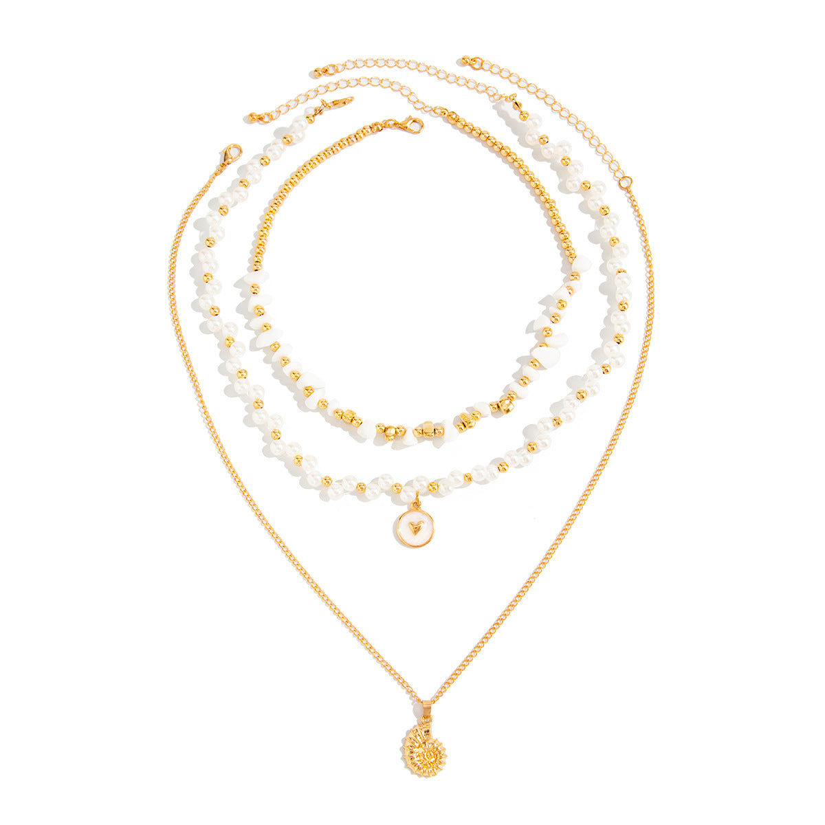 Ocean Wind Fish Tail Pearl Necklace Baroque Four-Pointed Star Heart Pendant