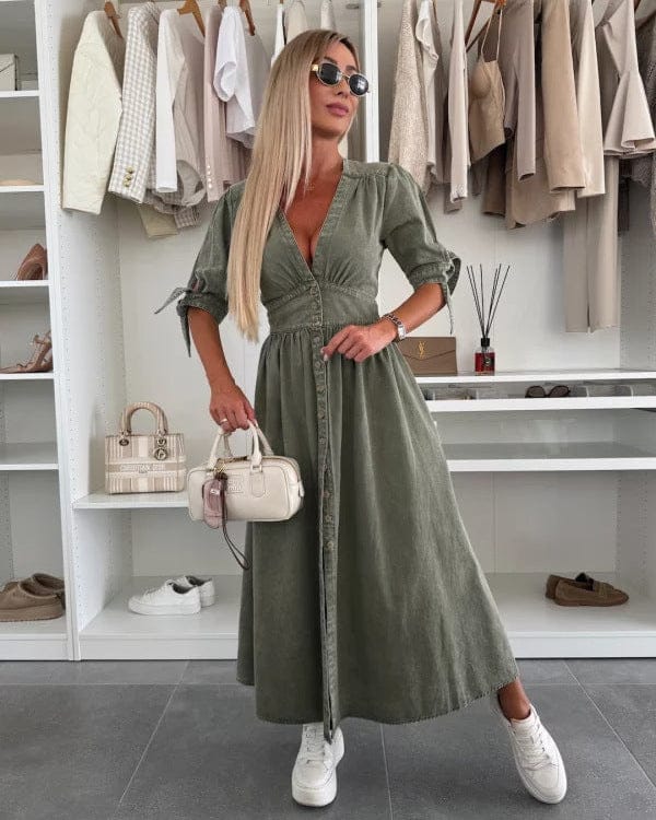 Robe en jean à manches courtes