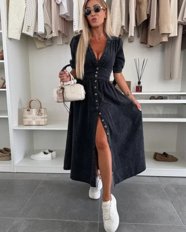 Robe en jean à manches courtes