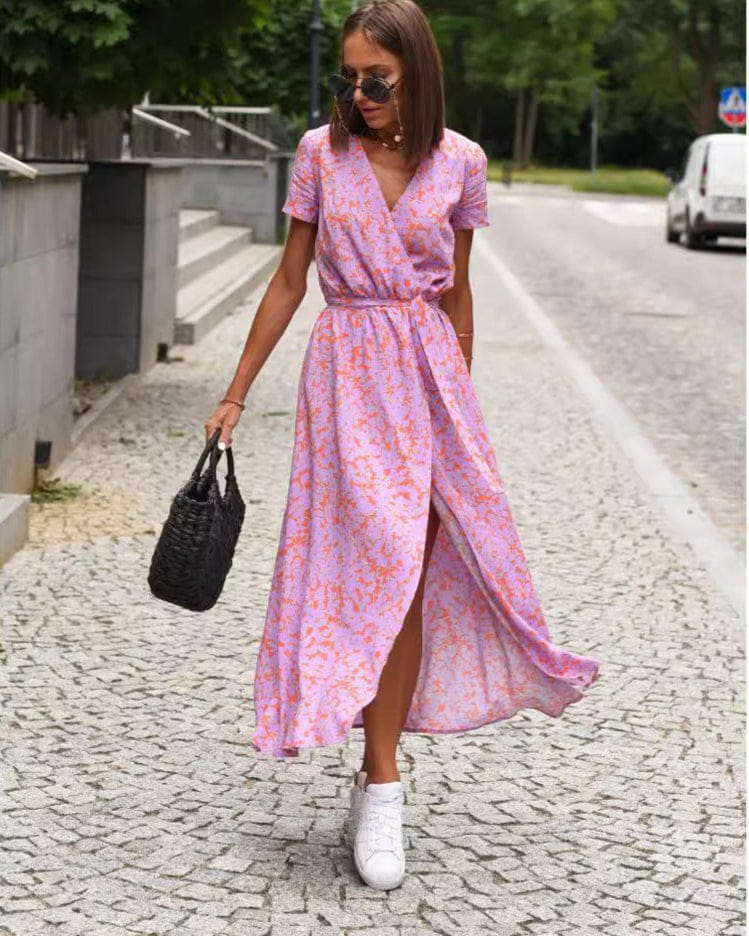 Robe imprimée à manches courtes