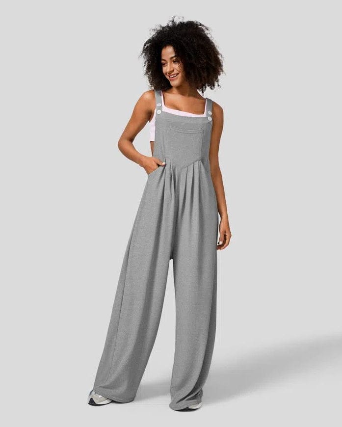 Combinaison à jambes larges avec bretelles 