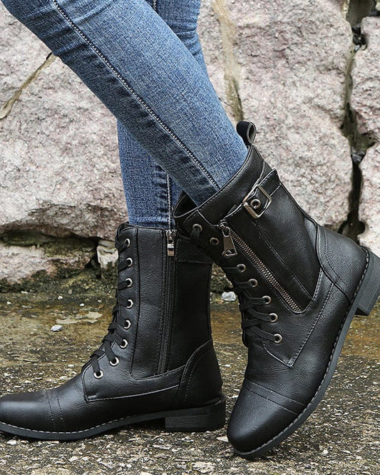 Bottes orthopédiques à bout rond et fermeture éclair latérale pour femmes - My Store