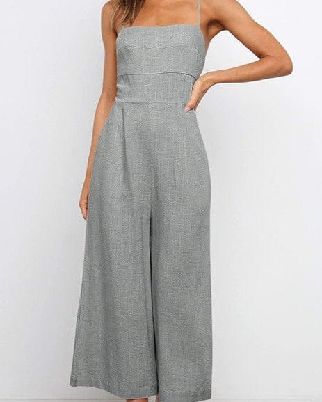 Combinaison-pantalon pour femme à bretelles croisées et lacets