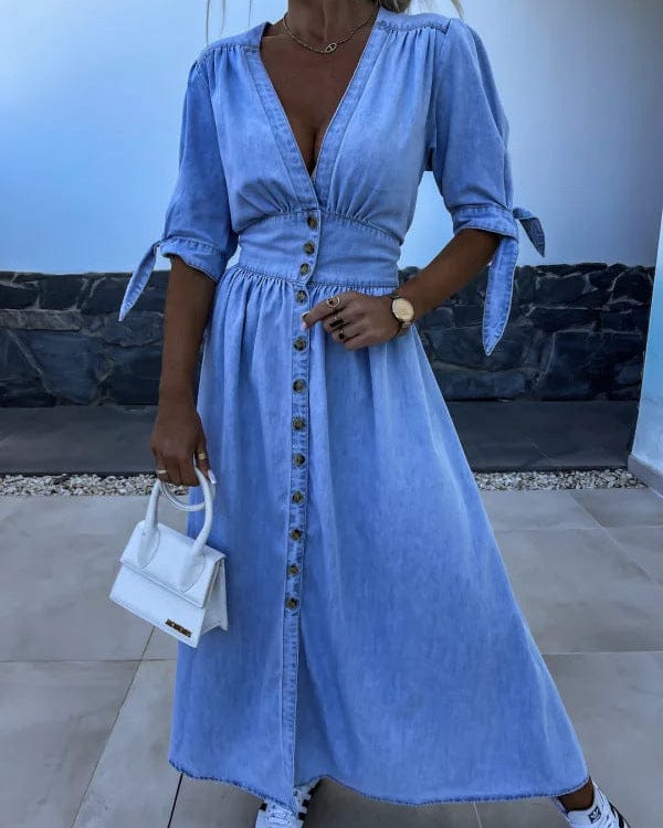 Robe en jean à manches courtes