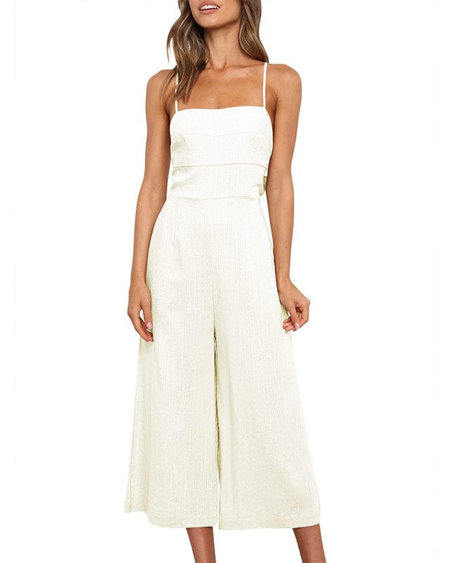 Combinaison-pantalon pour femme à bretelles croisées et lacets