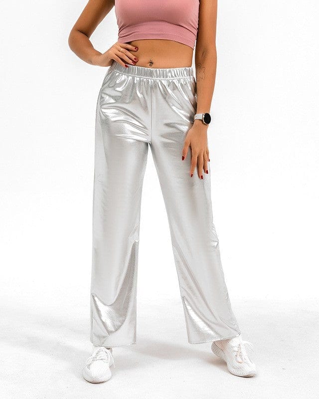 pantalon métallique brillant 