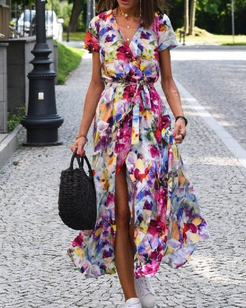 Robe imprimée à manches courtes